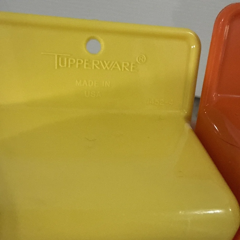 Vintage Tupperware Orange & Yellow Wedge Canister Scoop Flour 1452-5 & 1452-4